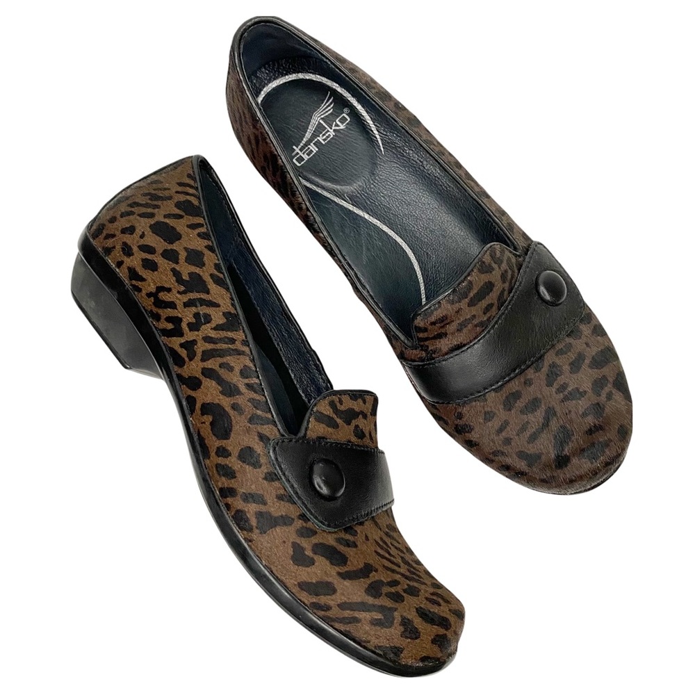 Dansko Olena Flat Calf Hair Animal Print Brown EU 37 - Picture 4 of 8